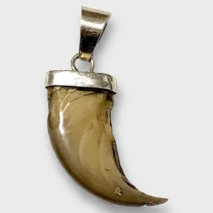 Sterling Silver Navajo Handmade Plain Top Real Genuine Bear Claw Pendant