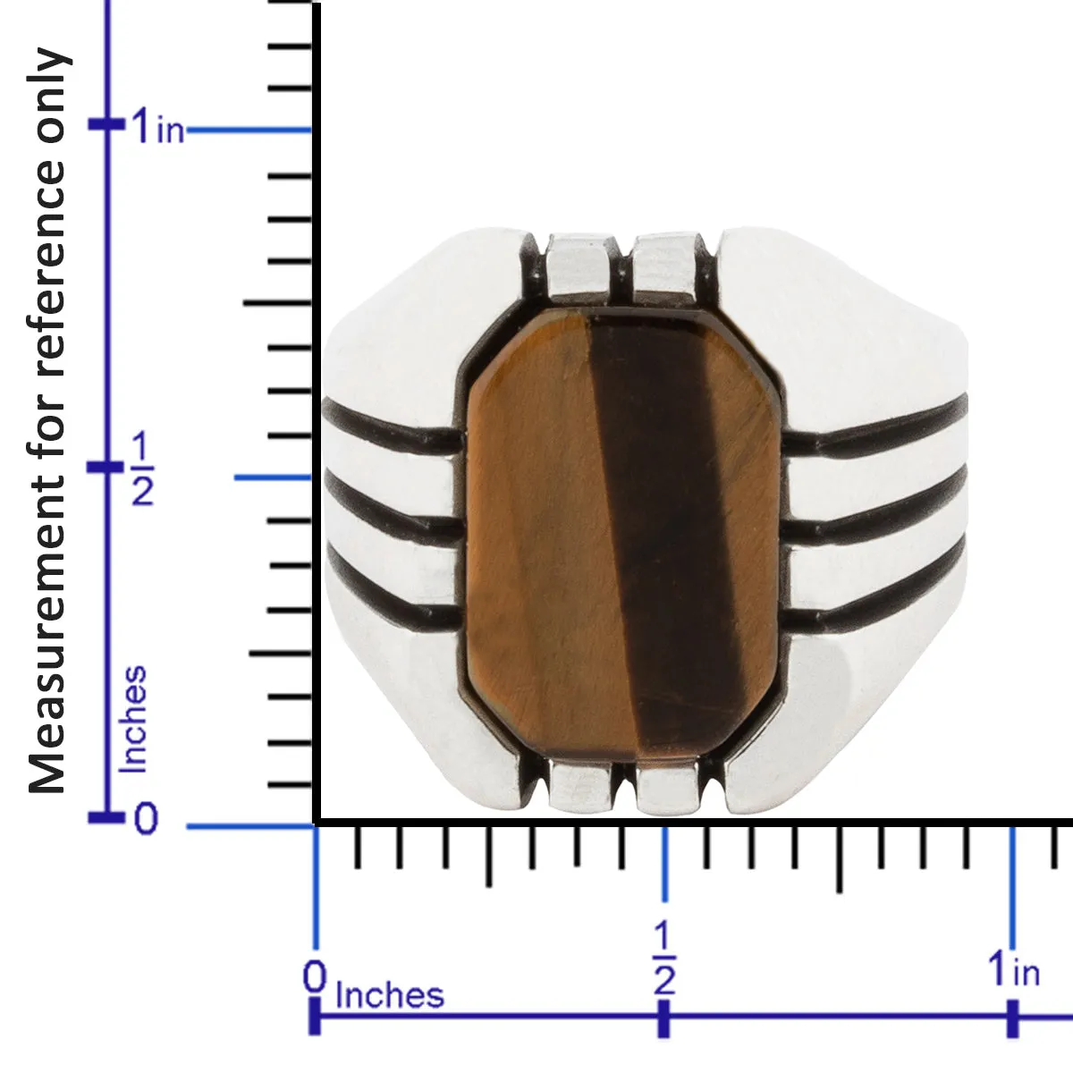 Sterling Silver Ring with Rectangle Tiger Eye Gemstone