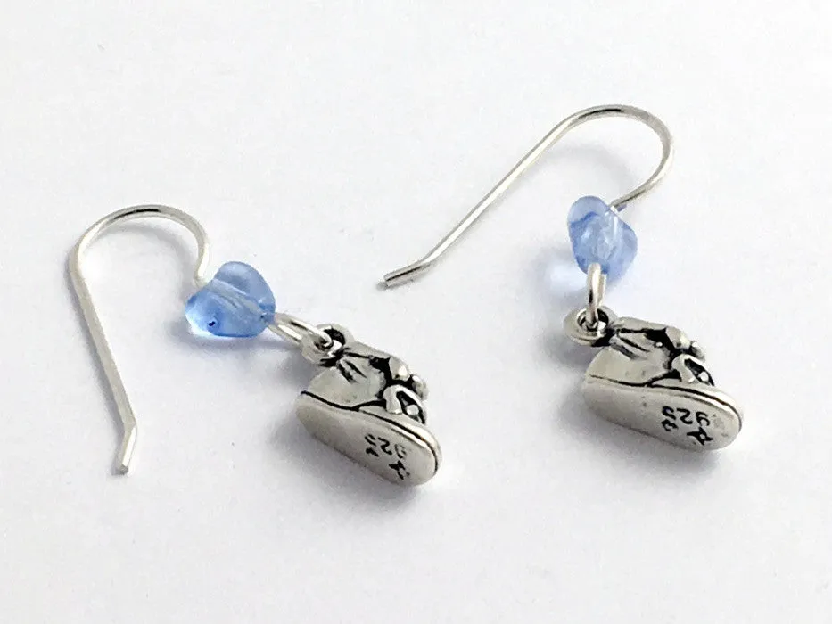 Sterling Silver tiny baby shoe dangle earrings-twins-shoes-kid, baby shower,