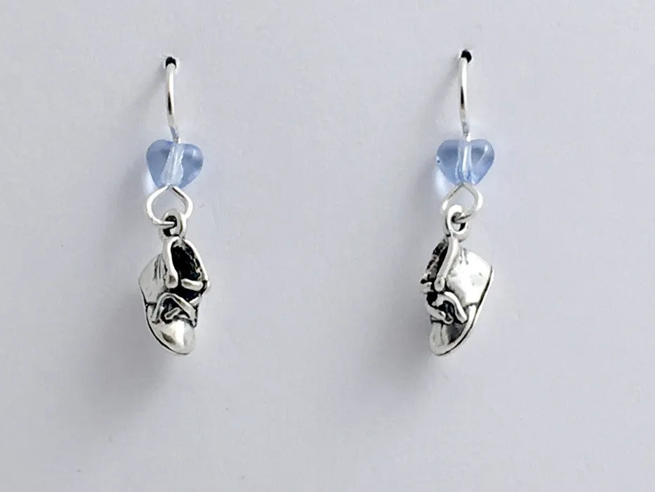 Sterling Silver tiny baby shoe dangle earrings-twins-shoes-kid, baby shower,