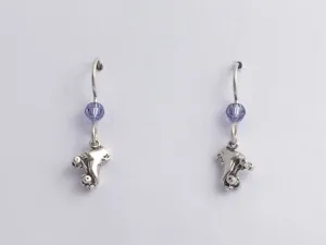 Sterling Silver tiny roller skate dangle earrings- skates, derby, team colors