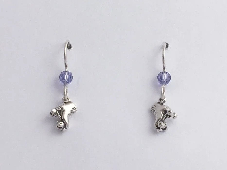 Sterling Silver tiny roller skate dangle earrings- skates, derby, team colors