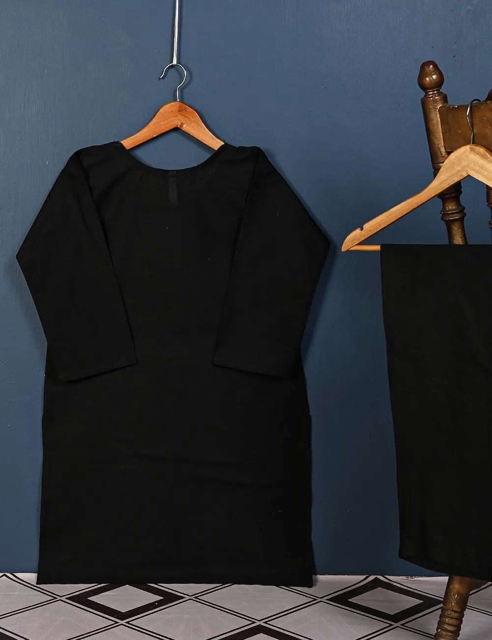 STP-005F-Black - 2Pc Cotton Stitched
