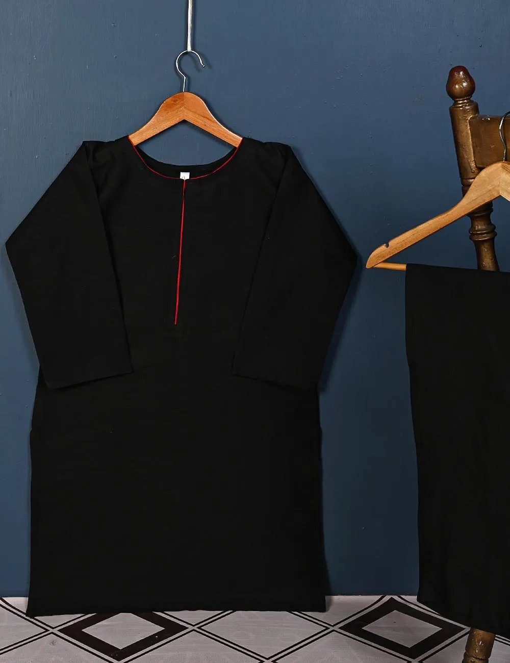 STP-005F-Black - 2Pc Cotton Stitched