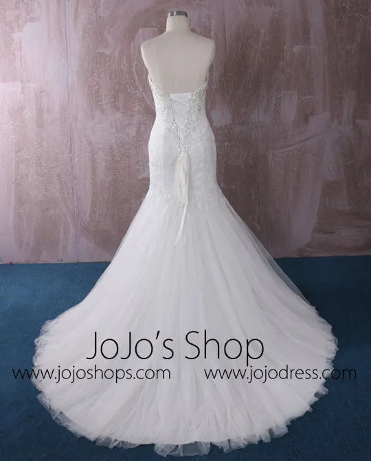 Strapless Mermaid Lace Wedding Dress with Jeweled Bodice | QT85856