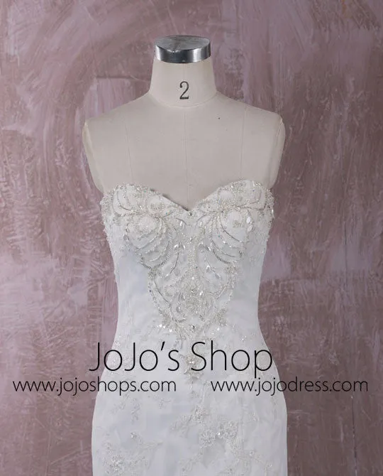 Strapless Mermaid Lace Wedding Dress with Jeweled Bodice | QT85856