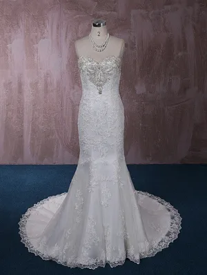 Strapless Mermaid Lace Wedding Dress with Jeweled Neckline QT815005