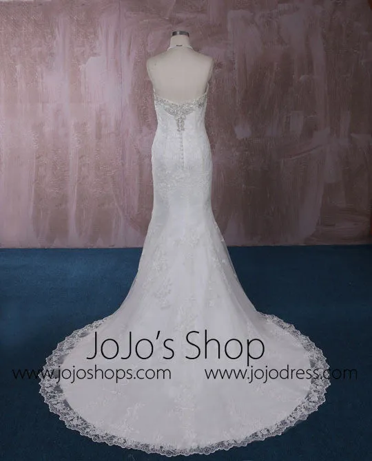 Strapless Mermaid Lace Wedding Dress with Jeweled Neckline QT815005