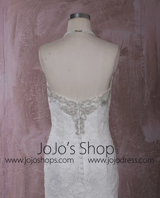 Strapless Mermaid Lace Wedding Dress with Jeweled Neckline QT815005