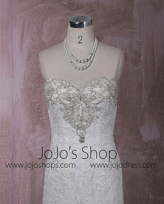 Strapless Mermaid Lace Wedding Dress with Jeweled Neckline QT815005