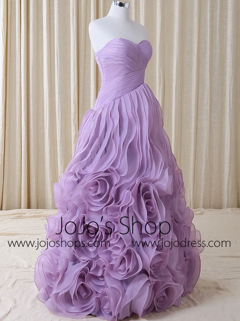 Strapless Purple Wedding Dress with Ruffles | RS5002