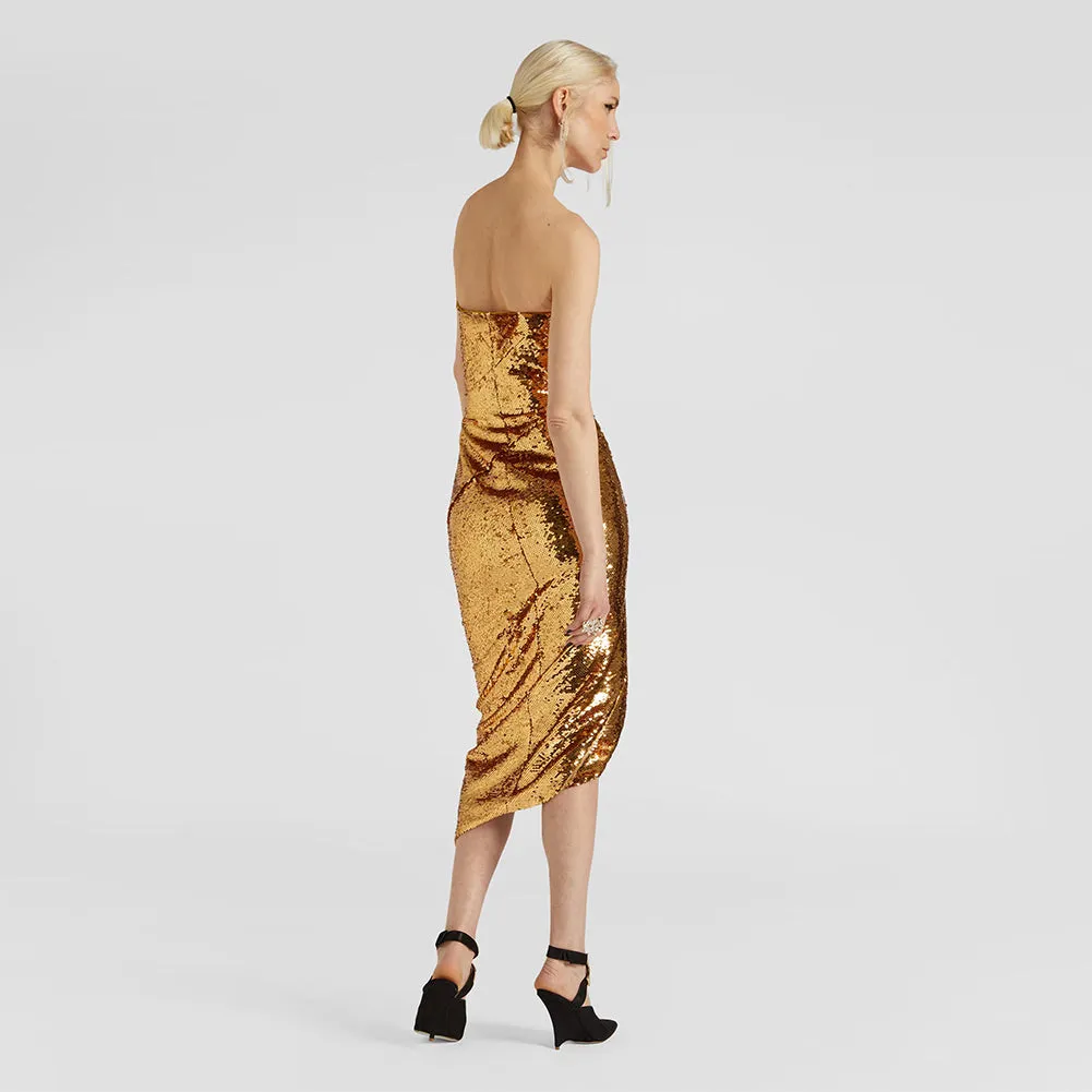 Strapless Sleeveless Irregular Midi Dress KLYF1030