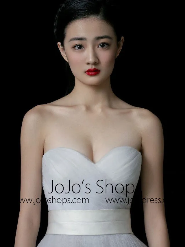 Strapless Tulle A-line Wedding Dress with Sweetheart Neckline | RS3003