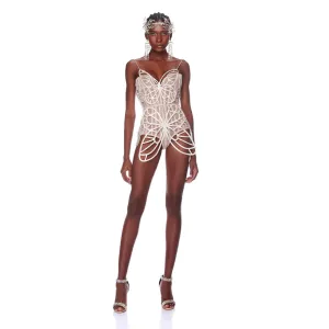 Strappy Sleeveless Butterfly Shape Mini Bodycon Dress HT988