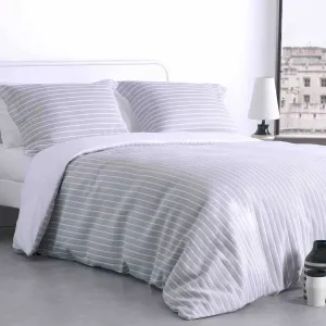 Stripes Jacquard Duvet Cover Set - Silver