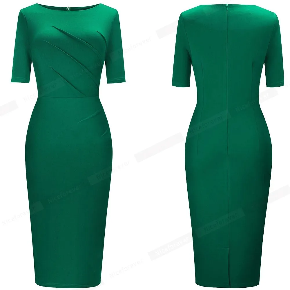 Summer Women Elegant Solid Black Color Office Dresses Business Slim Pencil Dress B614