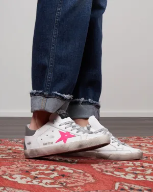 super-star leather upper and star python suede print heel