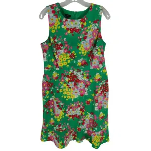 Talbots Dress Green Floral Spring Easter Colorful Shift 10