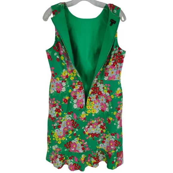 Talbots Dress Green Floral Spring Easter Colorful Shift 10