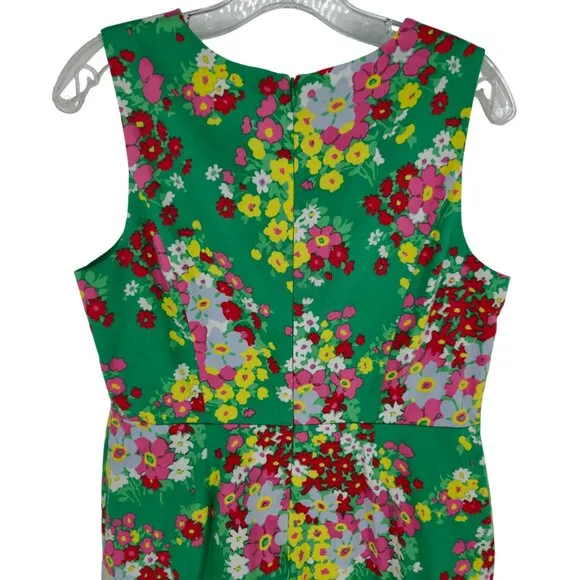 Talbots Dress Green Floral Spring Easter Colorful Shift 10