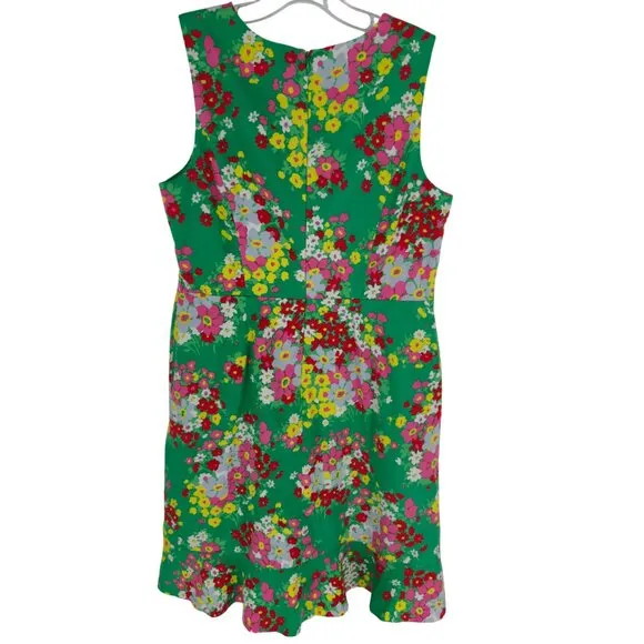 Talbots Dress Green Floral Spring Easter Colorful Shift 10