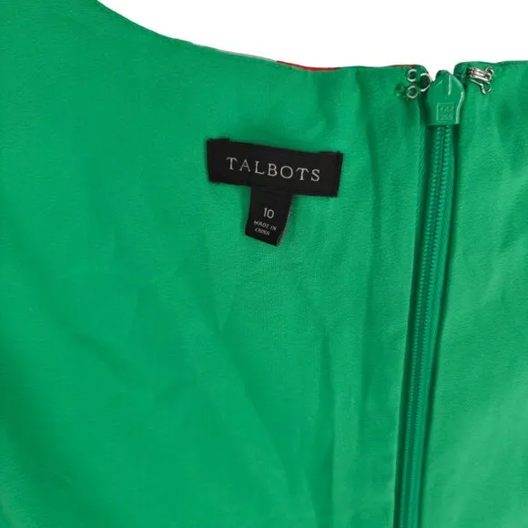 Talbots Dress Green Floral Spring Easter Colorful Shift 10