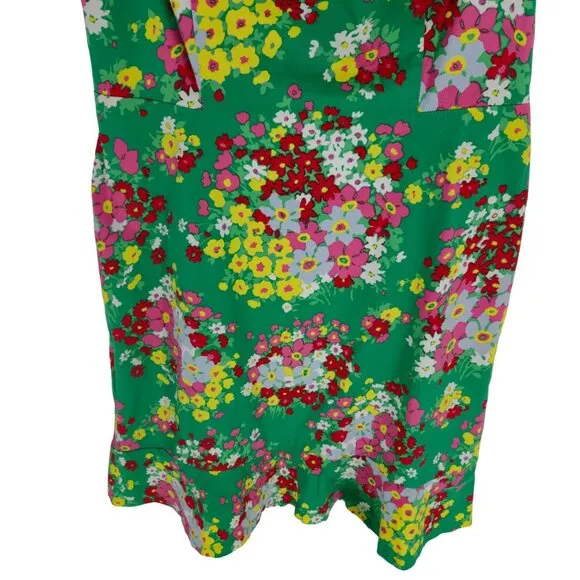 Talbots Dress Green Floral Spring Easter Colorful Shift 10