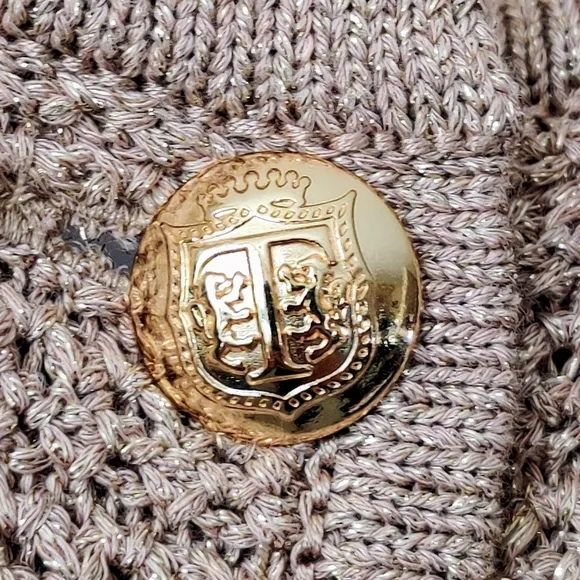 TALBOTS Kate Metallic Gold Cardigan 2X Plus Size Sweater NWT