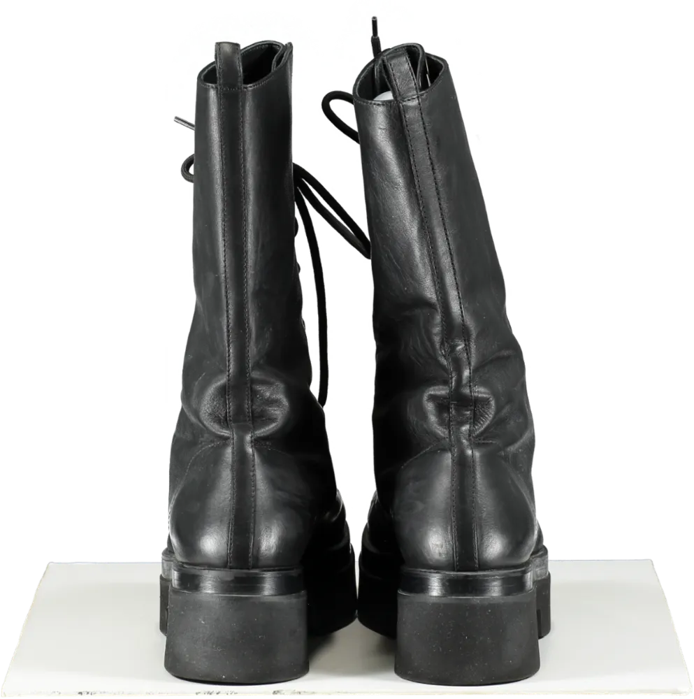 Tamara Mellon Black Leather Lace Up Calf Boots UK 8 EU 41 👠