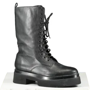 Tamara Mellon Black Leather Lace Up Calf Boots UK 8 EU 41 👠