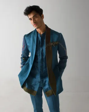 Teal blue guitar blazer