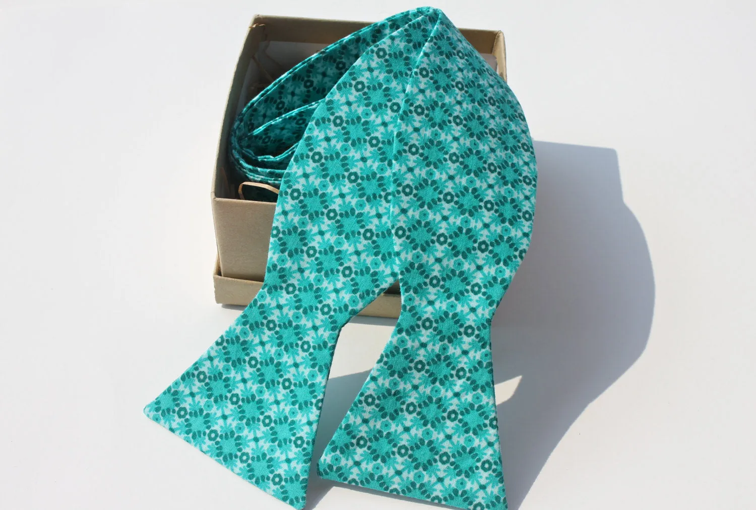 Teal Cotton Bow Tie