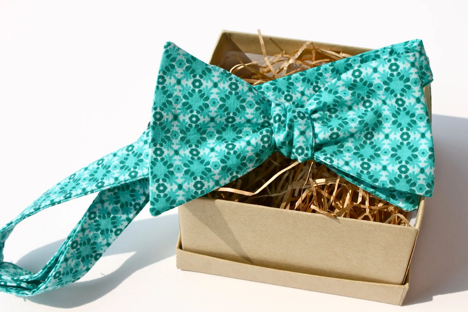 Teal Cotton Bow Tie