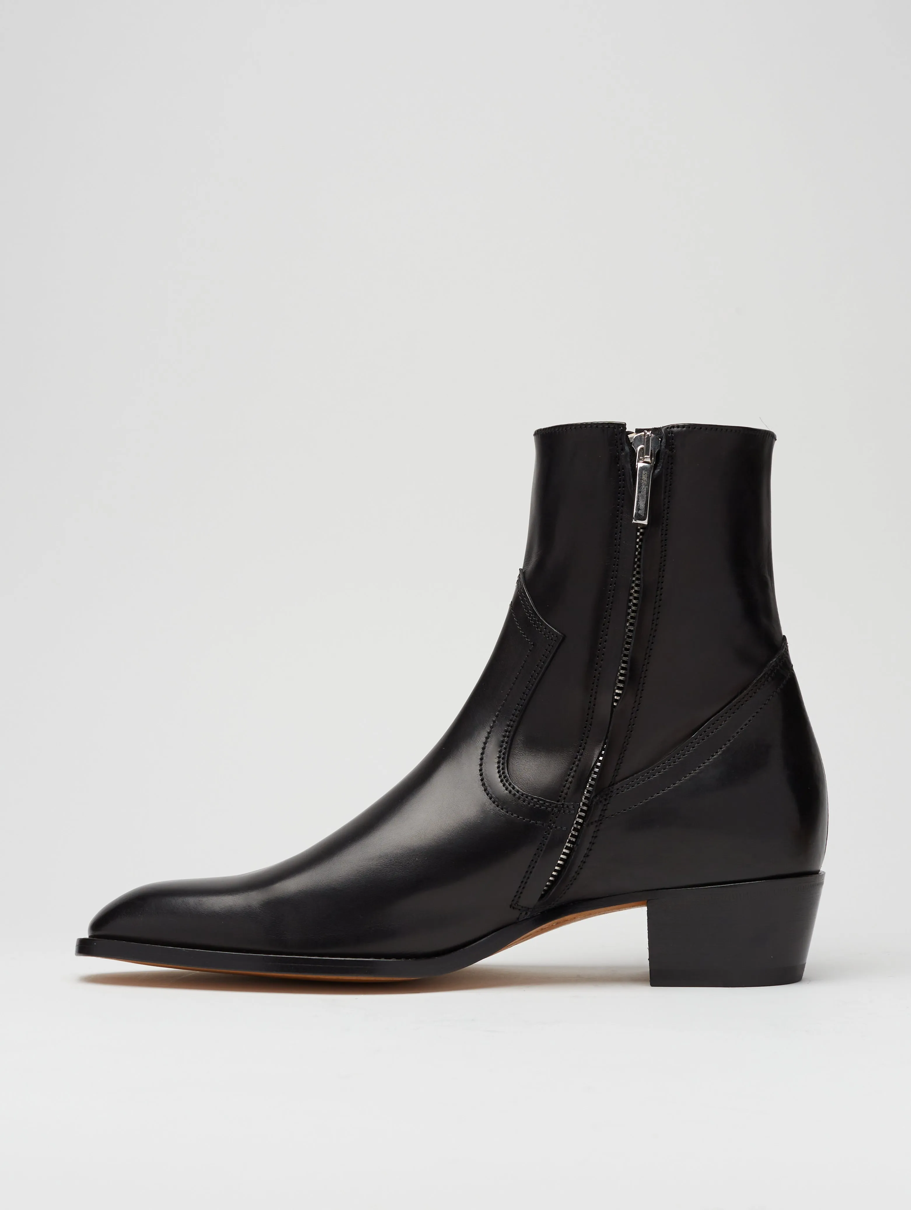 TEXAS PLAIN BOOT IN BLACK CALFSKIN