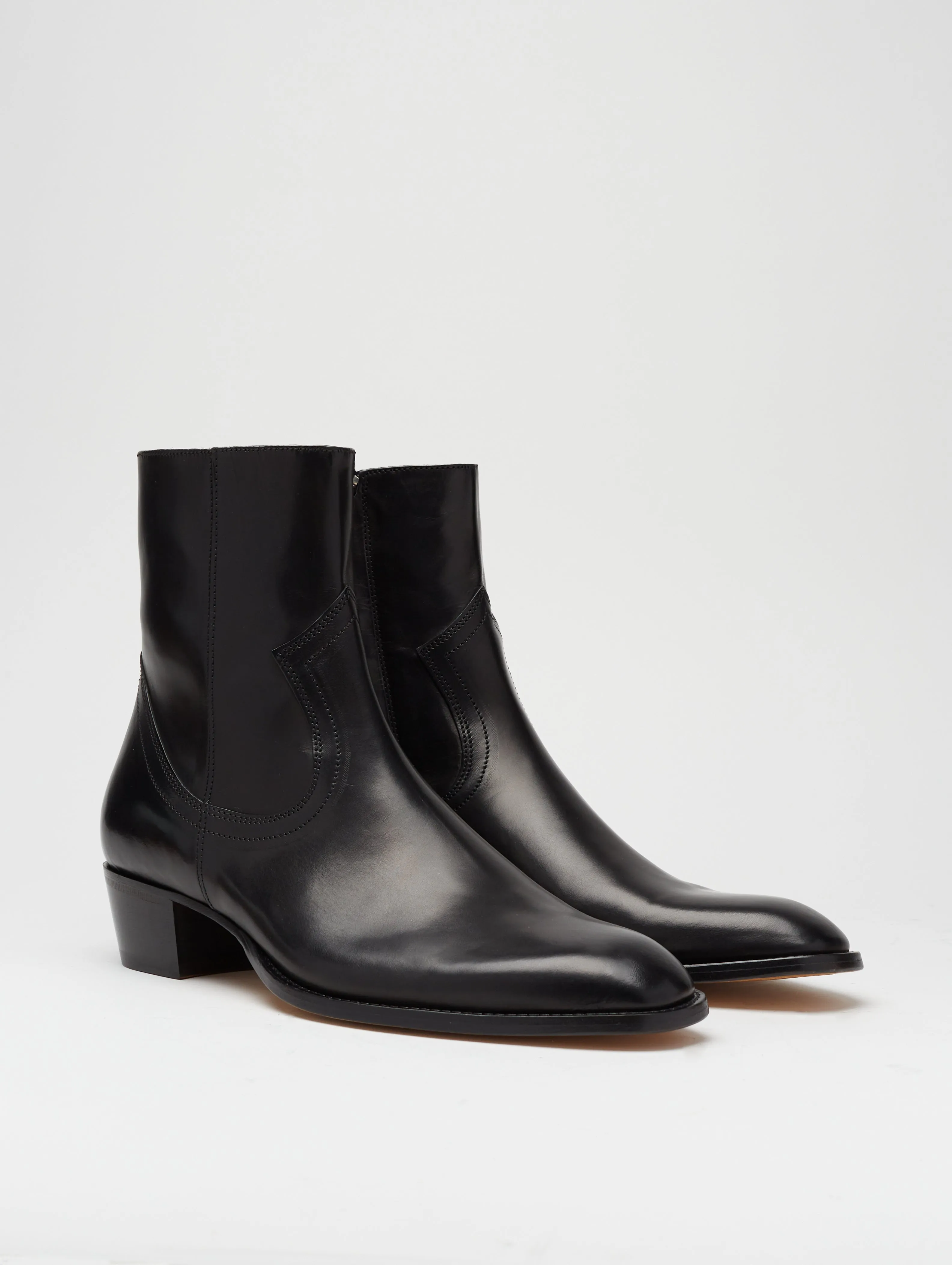 TEXAS PLAIN BOOT IN BLACK CALFSKIN