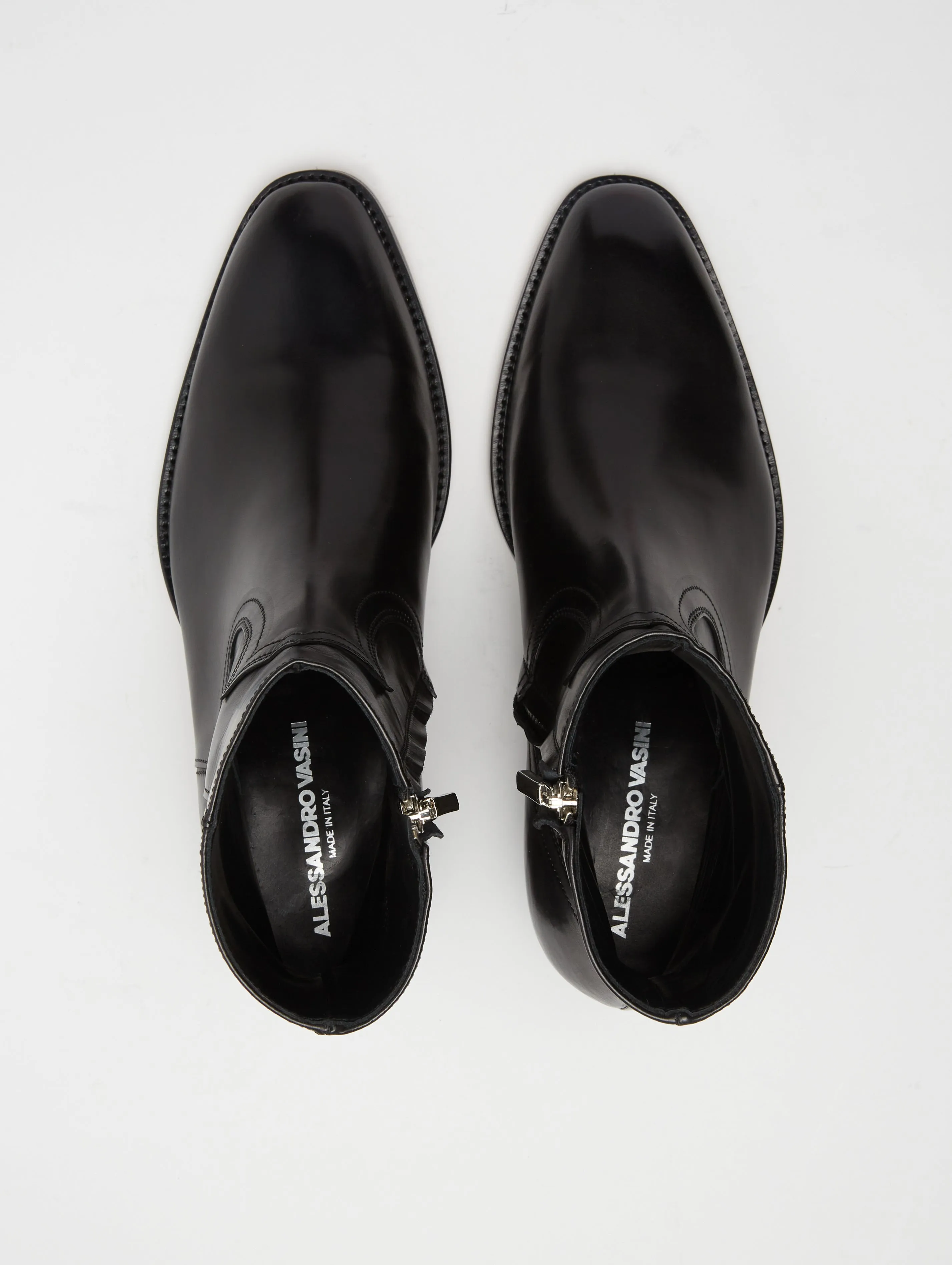 TEXAS PLAIN BOOT IN BLACK CALFSKIN