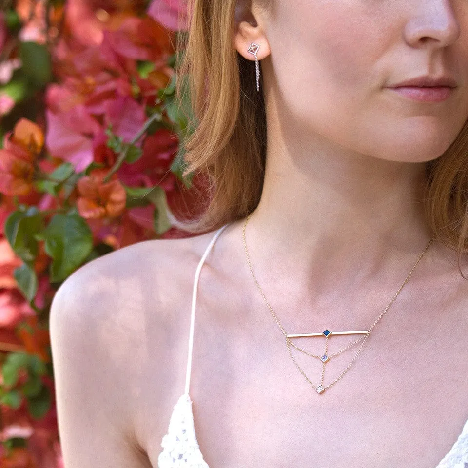 The Corner Stack Necklace - Ombre Sapphires