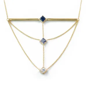 The Corner Stack Necklace - Ombre Sapphires