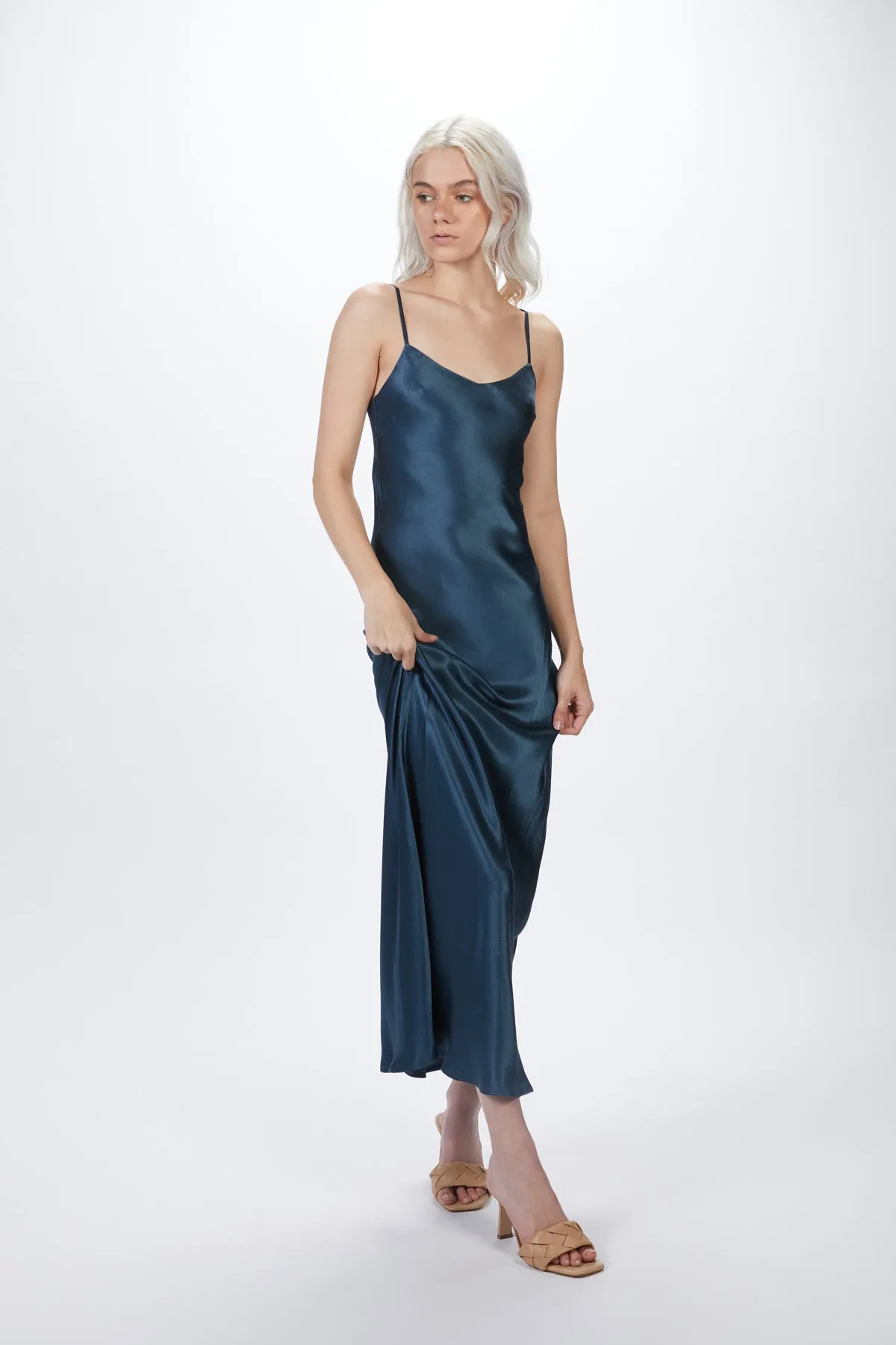 THE LYON SILK-SATIN MAXI DRESS