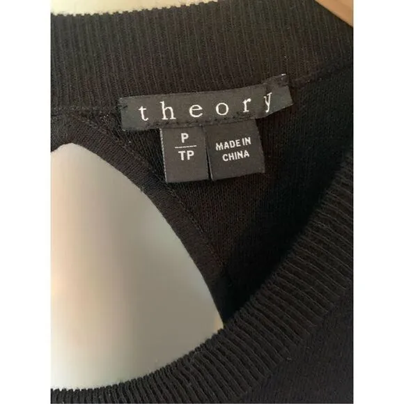 Theory Prosecco Maysen Knit A-Line Back Cutout Black Mini Dress
