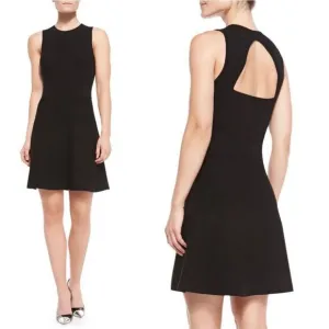 Theory Prosecco Maysen Knit A-Line Back Cutout Black Mini Dress