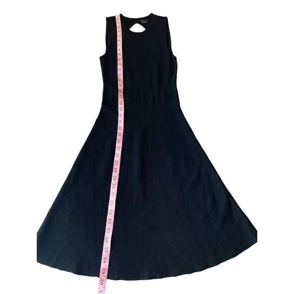 Theory Prosecco Maysen Knit A-Line Back Cutout Black Mini Dress