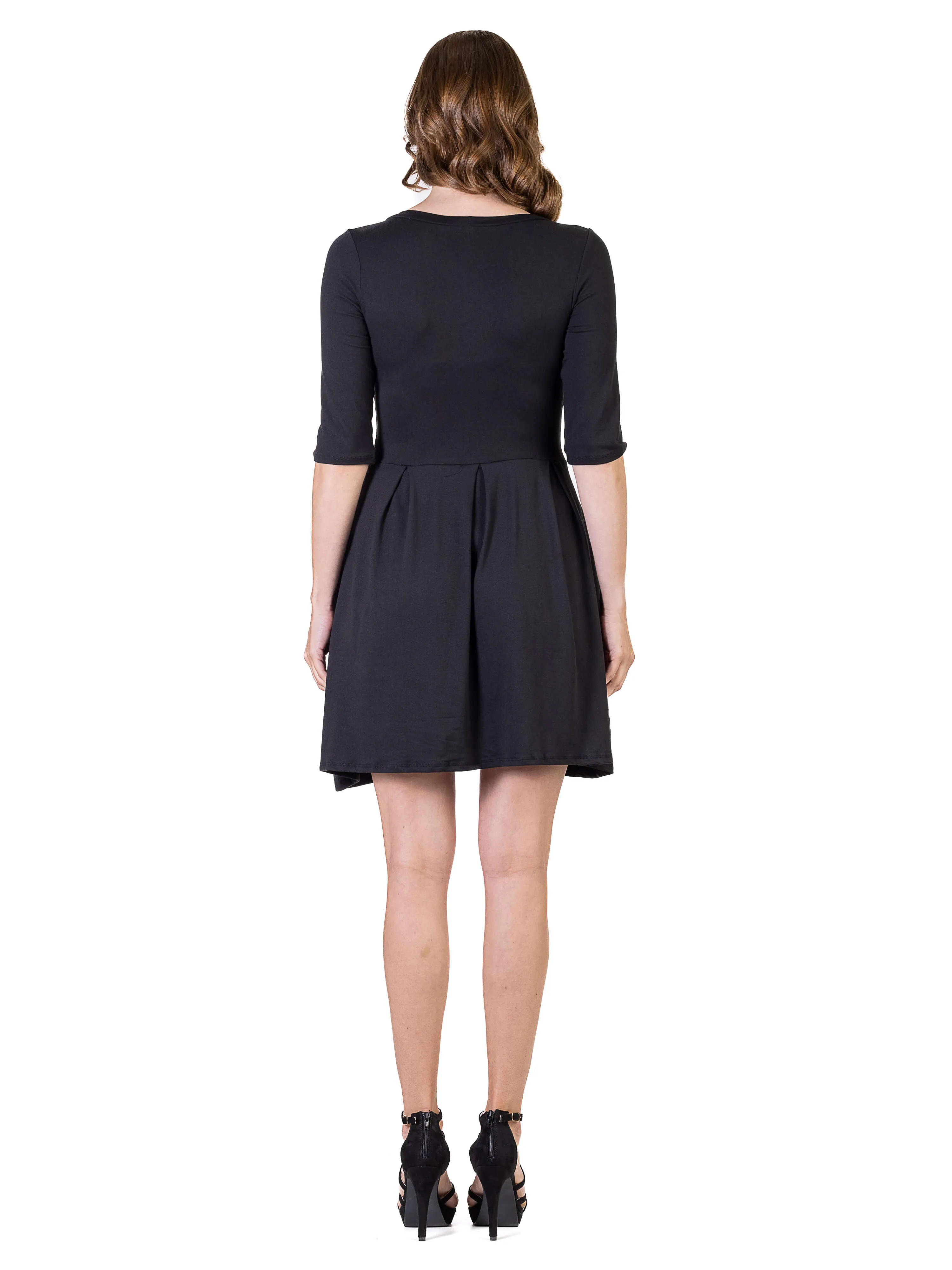 Three Quarter Sleeve Fit and Flare Mini Dress