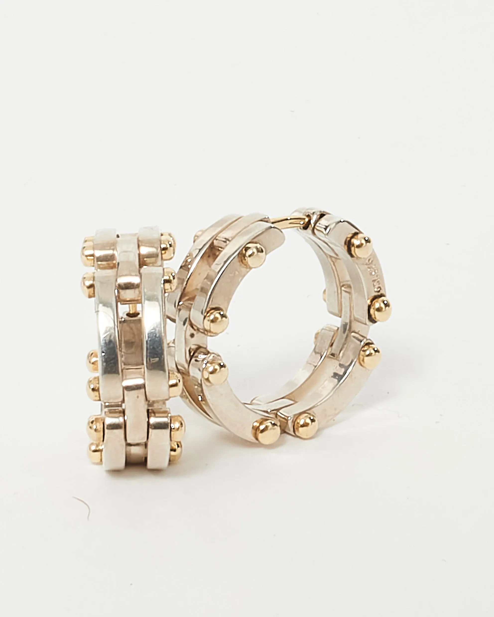 Tiffany & Co. Sterling Silver & Gold Link Hoop Earrings