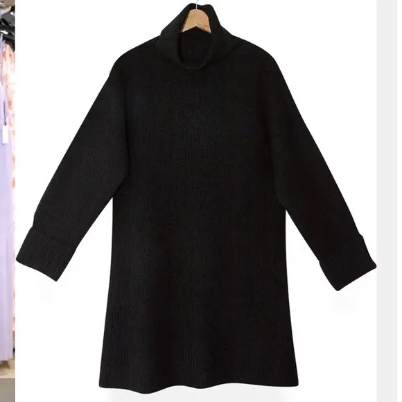 TopShop Funnel Neck Sweater Dress Black 12