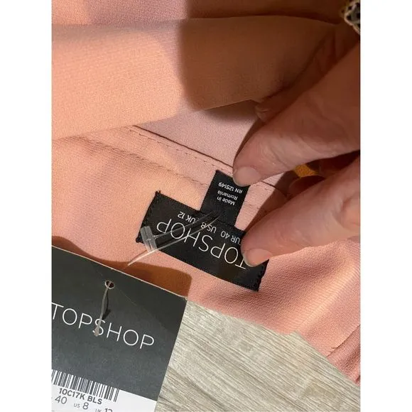 Topshop NWT Pink Off-the-Shoulders Summer Mini Dress, Size 8, MSRP $74