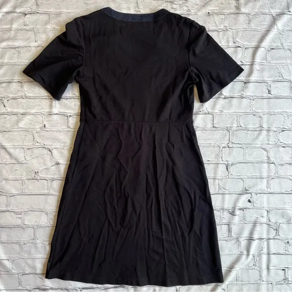 Tory Burch Blue Modest Minimalist V-Neck Dress Short Sleeve Church Normcore