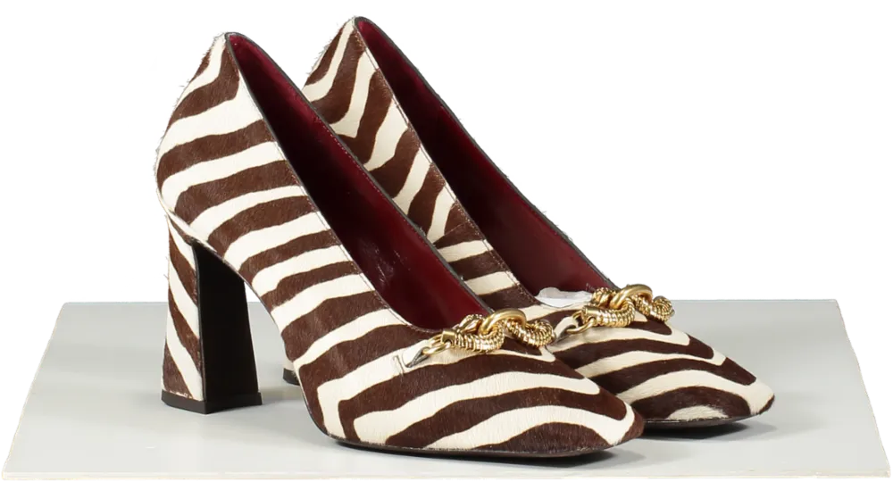 Tory Burch Brown Zebra-print Square Toe Pumps UK 8