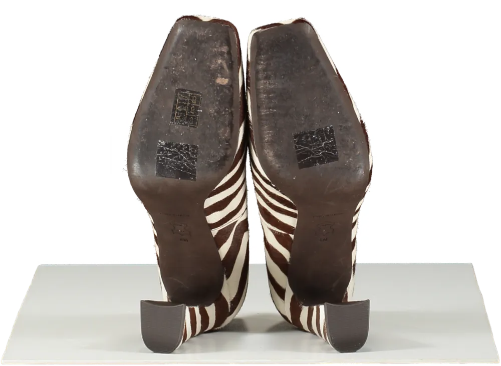 Tory Burch Brown Zebra-print Square Toe Pumps UK 8