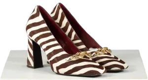 Tory Burch Brown Zebra-print Square Toe Pumps UK 8
